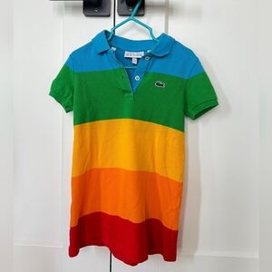 Lacoste x Polaroid girls rainbow striped collared dress